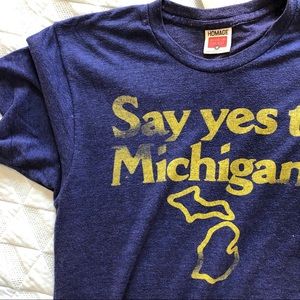 Homage Vintage Print Michigan Tourism Shirt